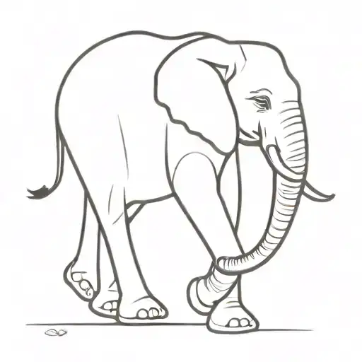 fine line one line elephant walking tattoo design idea