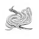 snake around sword  tattoo design idea