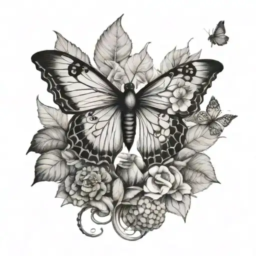 human lung growing house plants and butterfly tattoo design idea