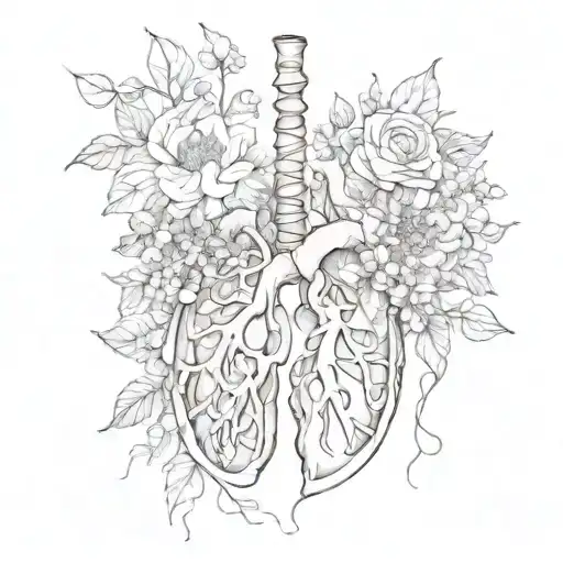 lung and flowers growing tattoo design idea