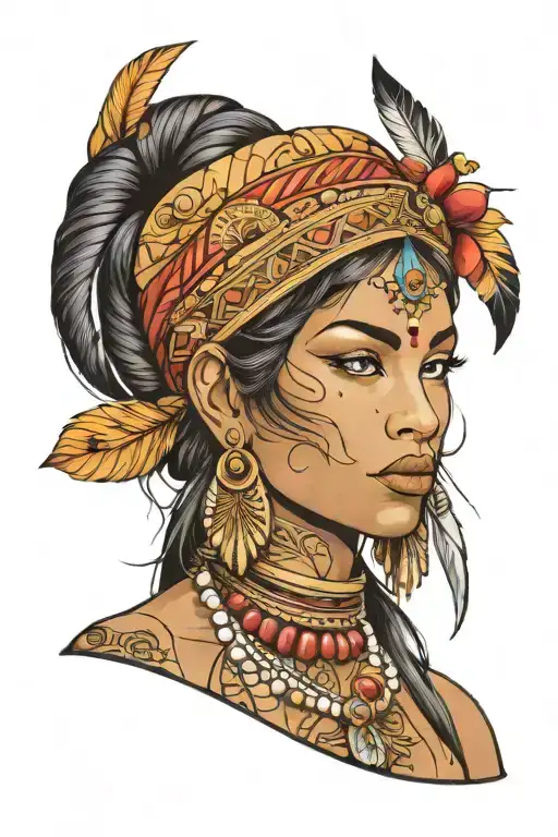 amari indian woman tattoo design idea