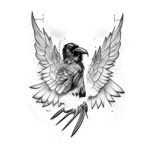 raven with electrician pliers  tattoo design idea