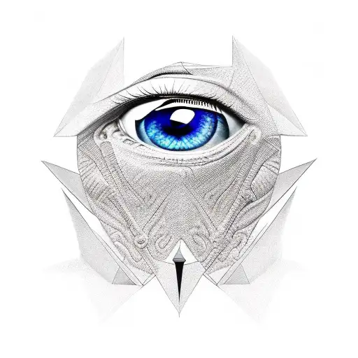 eye realist in triangule with dragon neotraditional tattoo design idea