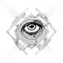 eye realist in triangule with dragon neotraditional tattoo design idea