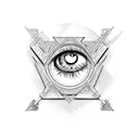 eye realist in triangule with dragon neotraditional tattoo design idea