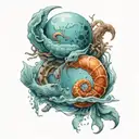 Scorpio and Rabbit Moon and Mars with water with numbers 2, 6 and 9 light blue colors tattoo design idea