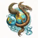 Scorpio and Rabbit Moon and Mars with water with numbers 2, 6 and 9 light blue colors tattoo design idea