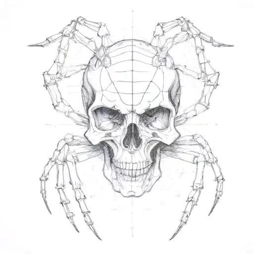 A skull with long spider legs tattoo design idea