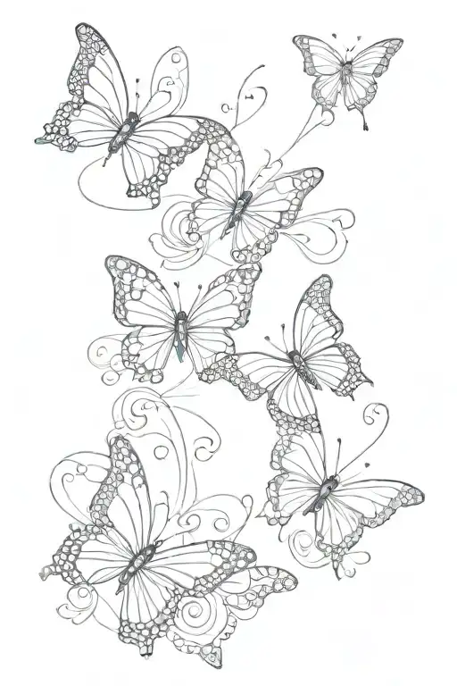 Three butterflies flying tattoo design idea