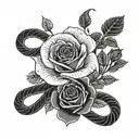 Roses and snake tattoo design idea