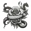 Roses and snake tattoo design idea