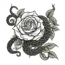 Roses and snake tattoo design idea