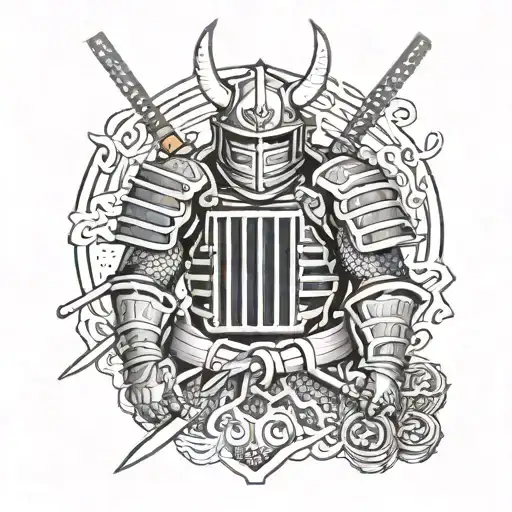 Combine elements of MMA and traditional Japanese samurai armor tattoo design idea