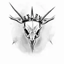 lamb skull with crown of thorns tattoo design idea