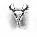 lamb skull with crown of thorns tattoo design idea
