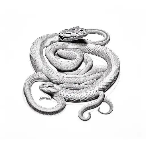 2 snakes facing each other, one alive and one dead tattoo design idea