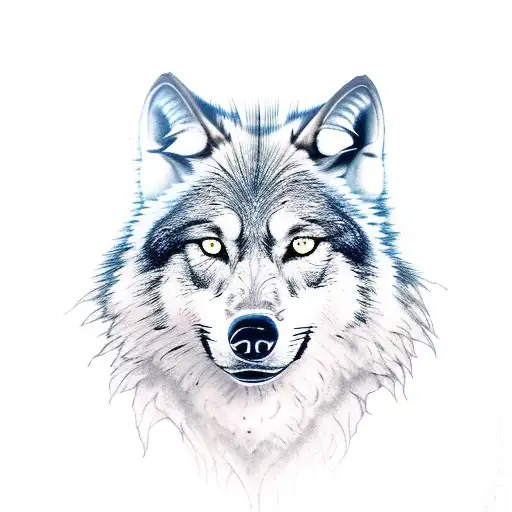 black wolf with sharp eyes tattoo design idea