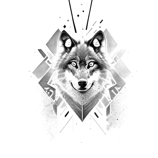black wolf with sharp eyes tattoo design idea