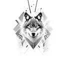 black wolf with sharp eyes tattoo design idea