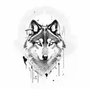 black wolf with sharp eyes tattoo design idea