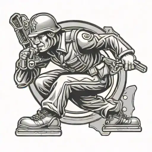 toy army soldier braking plate to  free tattoo design idea