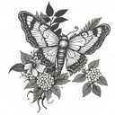  moth, ferns, fireflies, a wolf , A dagger, hydrangeas. the last of us  tattoo design idea
