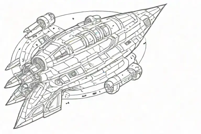 retro spaceship tattoo design idea