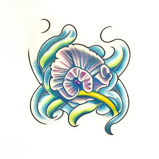 sweet pea flower with 2001 on it tattoo design idea