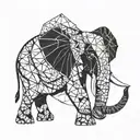 1. Central Feature: Geometrical Elephant Head Outline: The elephant head will be outlined using fine lines, forming geom tattoo design idea