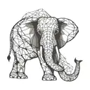 1. Central Feature: Geometrical Elephant Head Outline: The elephant head will be outlined using fine lines, forming geom tattoo design idea