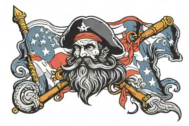 Blackbeard flag tattoo design idea