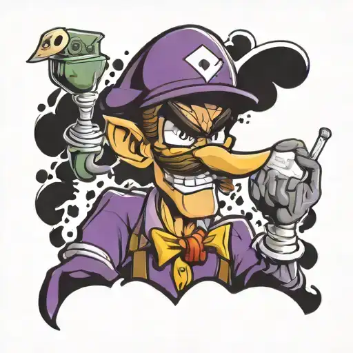 waluigi holding cocaine tattoo design idea