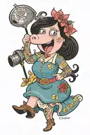 Peppa pig pin-up sexy girl tattoo design idea