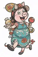 Peppa pig pin-up sexy girl tattoo design idea