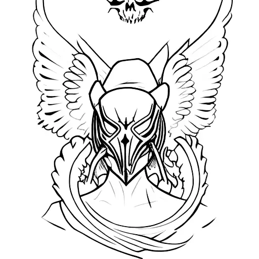 reyna z valorant w masce ghostface  tattoo design idea