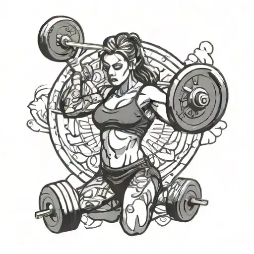 strong woman Olympic weightlifting  tattoo design idea