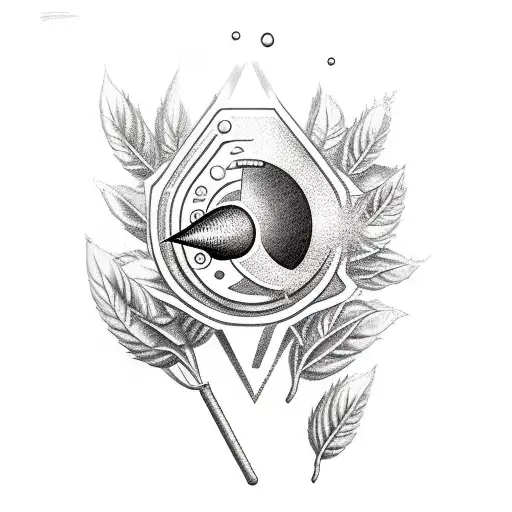 A bazooka with a basil plant shooting out of the barrel tattoo design idea