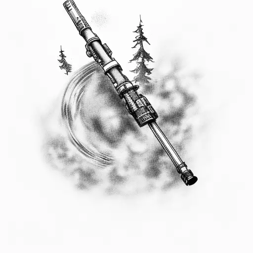 A bazooka with basil shooting out of the barrel tattoo design idea