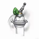 A bazooka with a basil plant shooting out of the barrel tattoo design idea