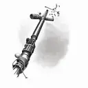 A bazooka with a basil plant shooting out of the barrel tattoo design idea