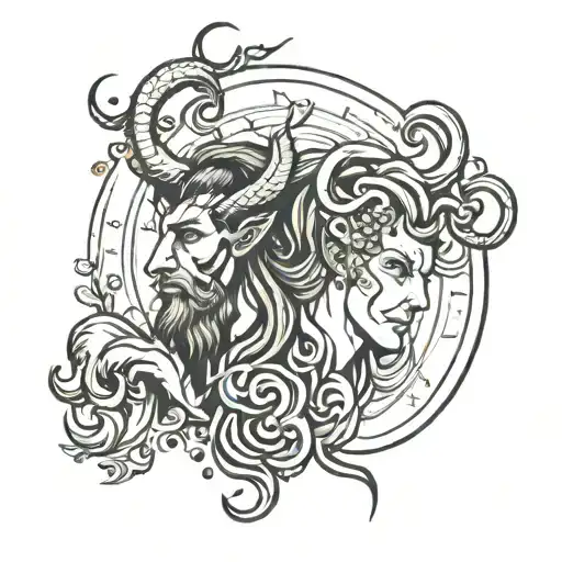 Aquarius and Capricorn tattoo design idea