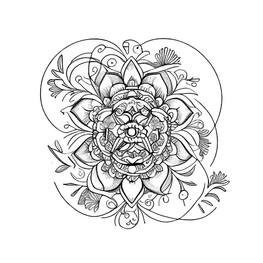 An intricate tattoo representing self-love through a garden motif tattoo design idea