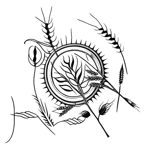 a branch of wheat tattoo design idea