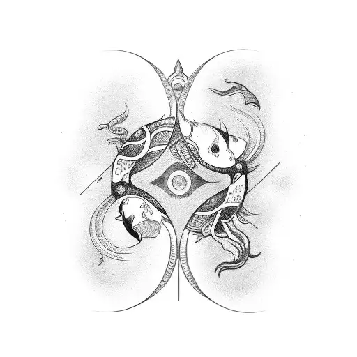 libra, pisces and aquarius tattoo design idea