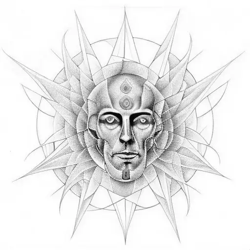 A surreal depiction of the band TOOL's logo incorporating elements of Alex Grey's artwork tattoo design idea