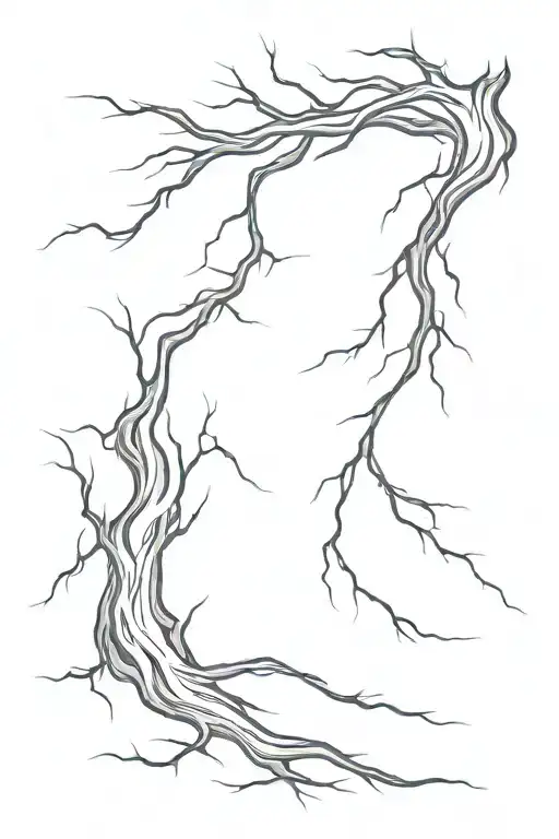 Create a lightning neck tattoo design with multiple branches and shadows on a white background tattoo design idea