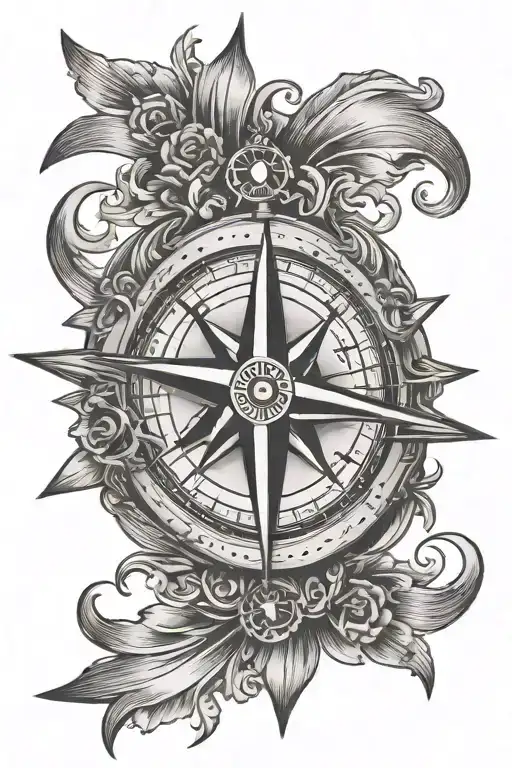 old style compas with aruba  tattoo design idea