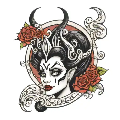 Disney villain black and white tattoo design tattoo design idea