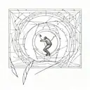 man comming out from portal opening tattoo design idea