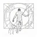 man comming out from portal opening tattoo design idea